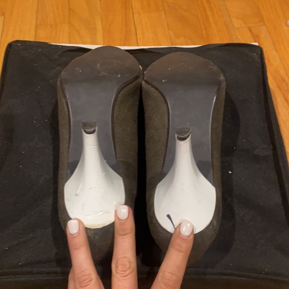 Brown and White Peep Toe Heels - Picture 5 of 9